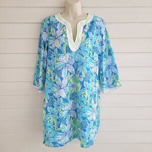 Lilly Pulitzer Blue and Green Floral Midi Dress